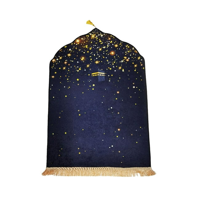 Islamic Praying Mat Decoration Velvet Prayer Rug for Eid Women Men Hallway black black 70x110cm