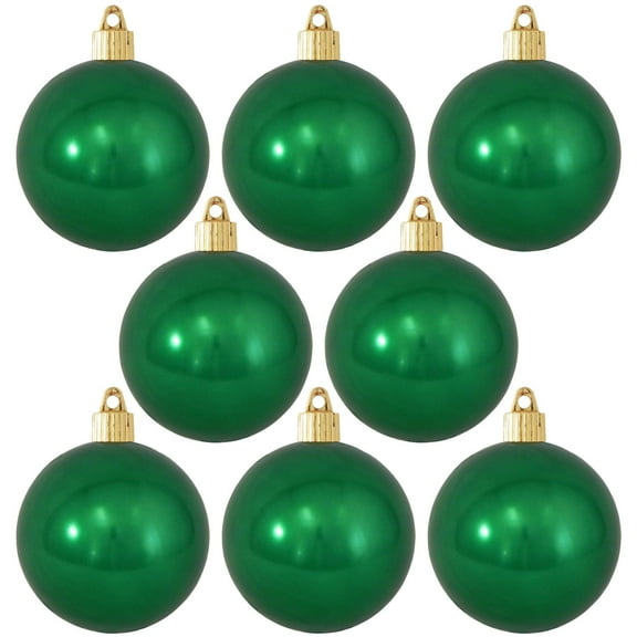 Christmas By Krebs 3 1/4" (80mm) Shiny Blarney Green [8 Pieces] Solid Commercial Grade Indoor and Outdoor Shatterproof Plastic, UV and Water Resistant Ball Ornament Decorations