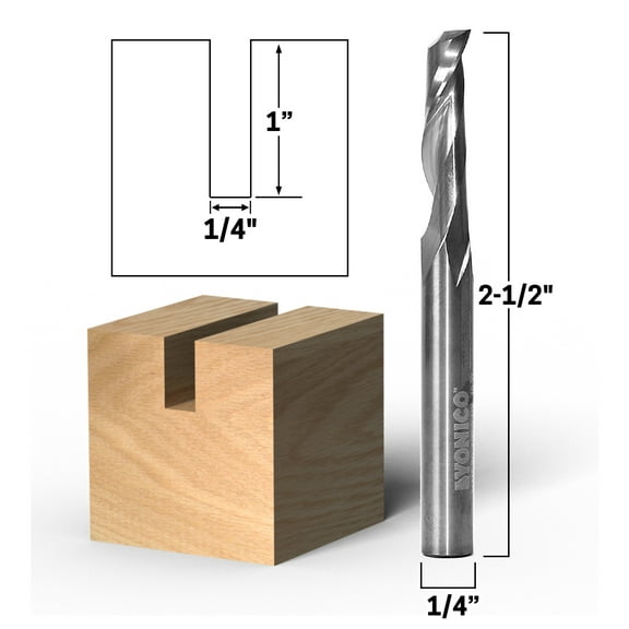1/4" Dia. 1 Flute Upcut Spiral End Mill CNC Router Bit - 1/4" Shank - Yonico 31115-SC