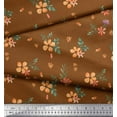 thumbnail image 2 of Soimoi Brown Cotton Duck Fabric Leaves & Flower Fabric Prints By Yard 42 Inch Wide, 2 of 3