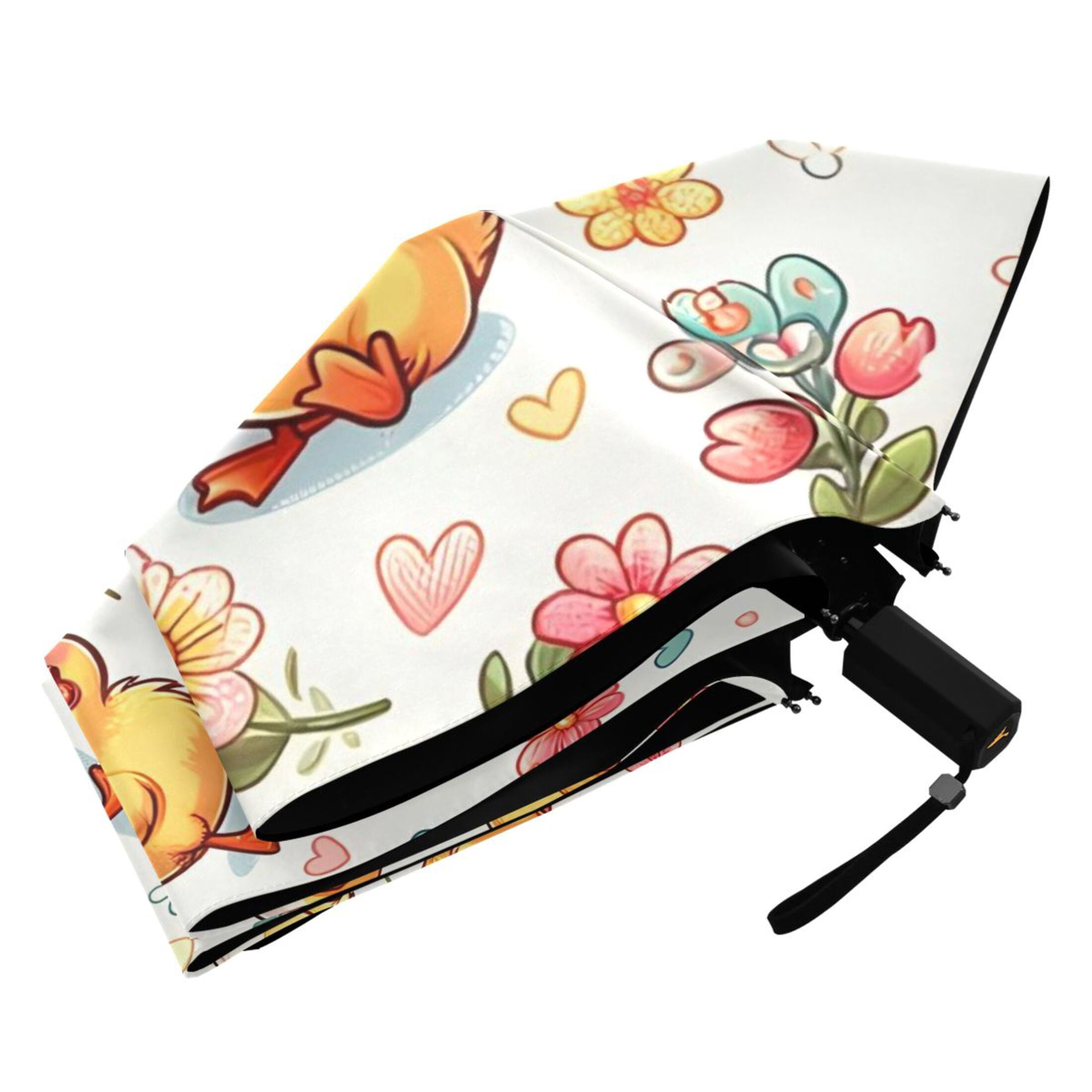 Little Cute Duck Compact Sun Umbrella Windproof Travel Umbrellas for Rain Strong Portable UV Protection