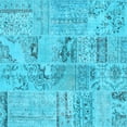 thumbnail image 1 of Ahgly Company Indoor Square Patchwork Light Blue Transitional Area Rugs, 4' Square, 1 of 4