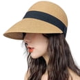 thumbnail image 5 of HuangHuanChen Women's Beach Hat Sun Hats Visor for Women Straw Beach Hat Adjustable Wide Brim Packable for Summer Travel UPF 50+ Sun Hat, 5 of 5