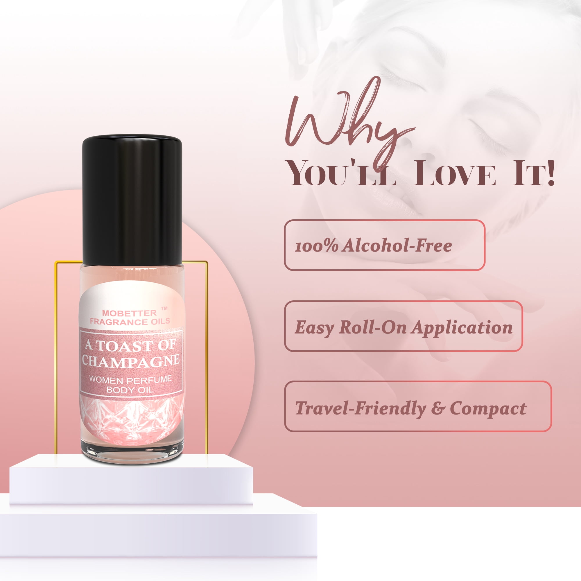 MOBETTER FRAGRANCE OILS A Toast of Champagne 1 Oz Perfume Fragrance Body Oil for Women