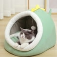 thumbnail image 4 of Foldable Cat Bed with Plush Mat, Large Enclosed Cat Cave for Indoor Cats, Multi-Functional Cat Furniture with Warm Hideaway, Space Saving Design for Home Decor, 4 of 9