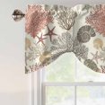 thumbnail image 5 of Summer Marine Life Tie Up Valances Curtain, Adjustable Kitchen Ocean Coral Conch Silhouette Graffiti Starfish Valances for Windows Decor, Rod Pocket Short Curtains Set for Bedroom/Bathroom, 42"x18", 5 of 9