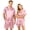 Pink, variant on Dwelliawo Men Satin Silk Pajamas Sets Short Sleeve Sleepwear Button-Down PJs Sets Two-Pieces Loungewear with Pockets Blue 3xL