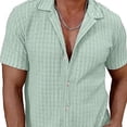 thumbnail image 3 of Hawaiian Shirt for Men Short Sleeve,Men's Button Down Short Sleeve Shirt Casual Lightweight Trendy Knit Shirts Summer Eyelet Comfy Beach Vacation Tops, 3 of 4