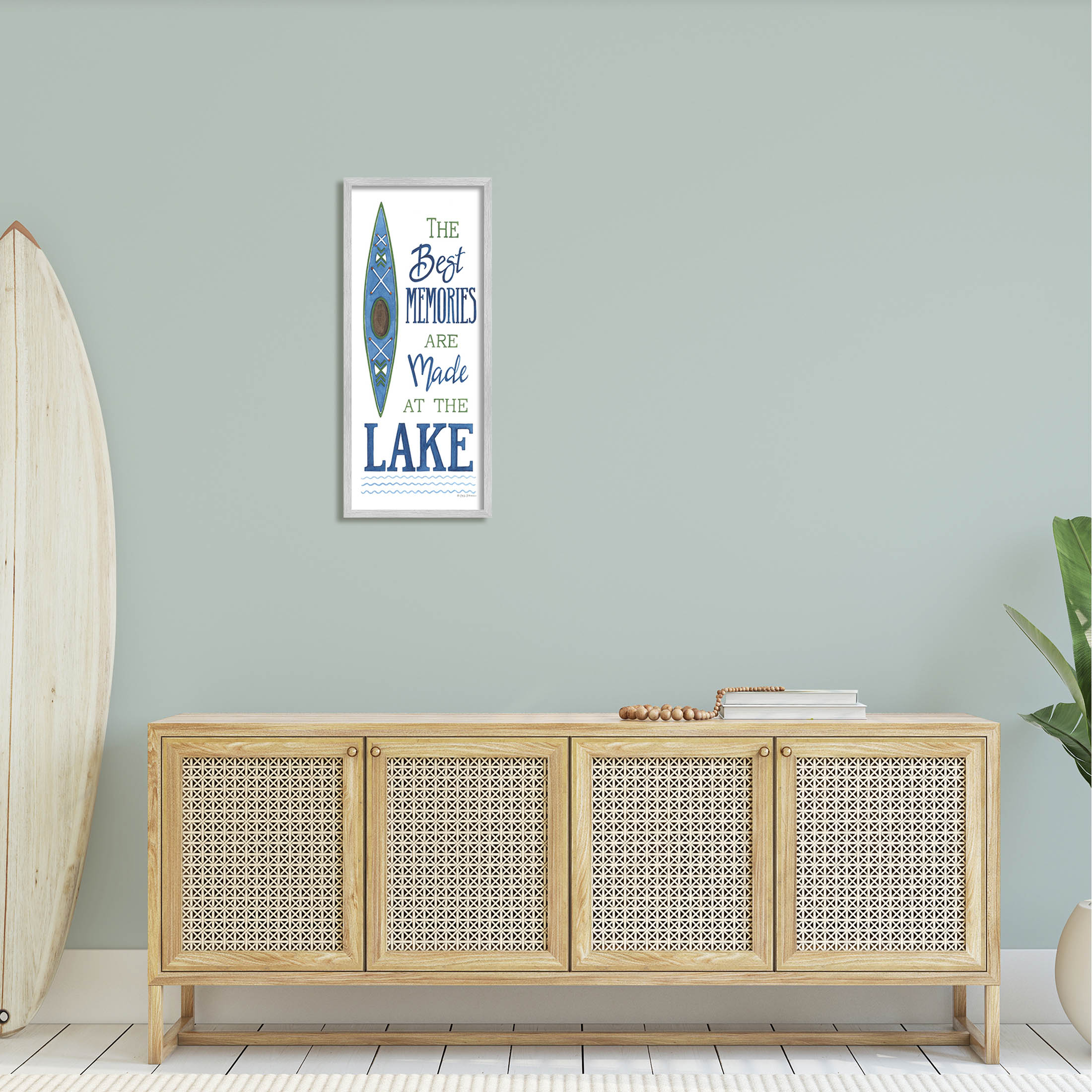 Best Memories Made At Lake Phrase Inspirational Graphic Art Gray Framed Art Print Wall Art