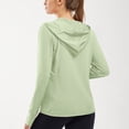 thumbnail image 6 of Guieoi Womens Shirts under $5 Womens Casual Hoodies Spandex Long Sleeve Hooded Lattice Splicing Shirts Zipper Sweatshirts Green, 6 of 8