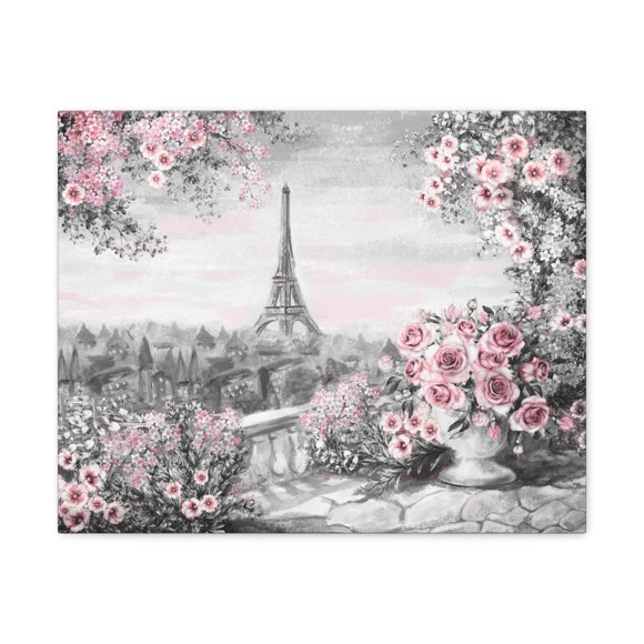 Paris Pink Rose France Canvas Artwork Breathtaking French City for Home Decor Ready to Hang