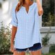 thumbnail image 4 of Camisetas Casuales de las Mujeres con Cuello en V Manga Corta Suelta de Verano de Moda Botón Impreso Camiseta, 4 of 5