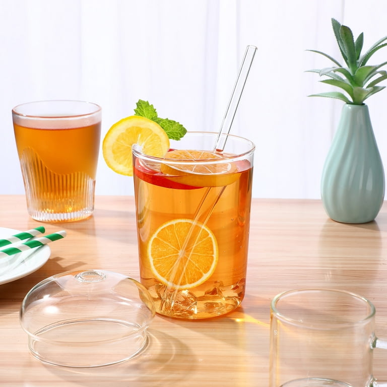 Glass Straw Cup Large Capacity Glass Cup Household Beverage Clear Cup  Drinking Cup for Home Office Bar