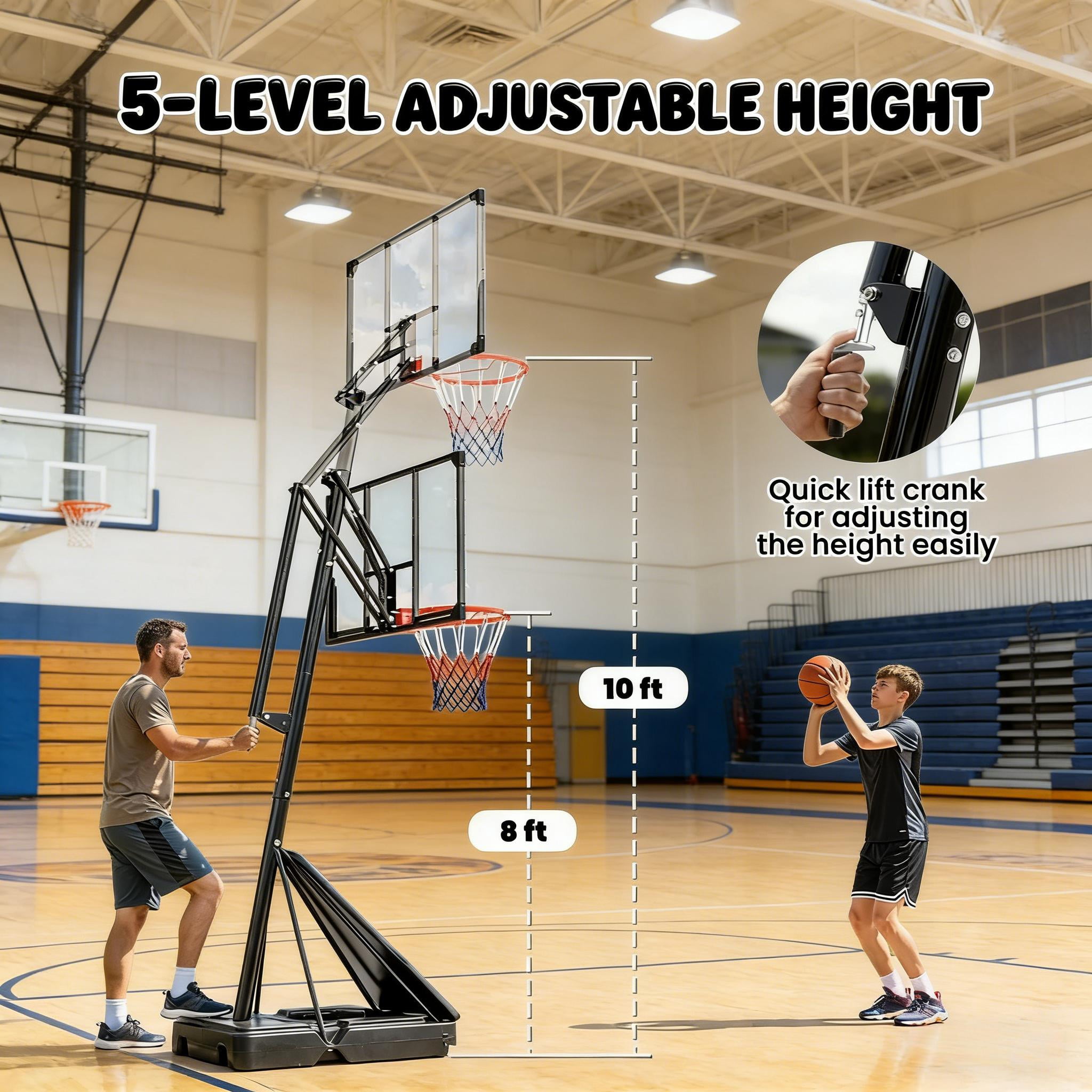 Adjustable Basketball Goal Portable Basketball Hoop