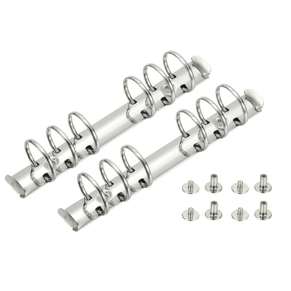 Uxcell A6 6 Hole Ring Binder Mechanisms, 2 Set 0.8" O Ring Replacement Binder Planner Loose Leaf Binding Spines with Switches for Organizers DIY Fill Paper Storage Folder, 30mm Silver