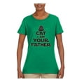 thumbnail image 3 of Cat I Am Your Father Cat Lover Womens Graphic T-Shirt, Kelly, XX-Large, 3 of 5