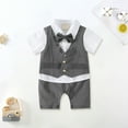 thumbnail image 3 of Gerichy Baby Boys Gentleman Romper One Piece Short Sleeve Bowtie Outfit Formal Wear Tuxedo Suit, 3 of 4