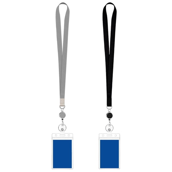 Januofit Black Lanyards for Id Badges, ID Badge Holder with Retractable Reel, Waterproof Lanyards for Cruise Ships Cards Key with ID Card Holder Office Work Name Tag Zip Type Card Protector 2 Pack