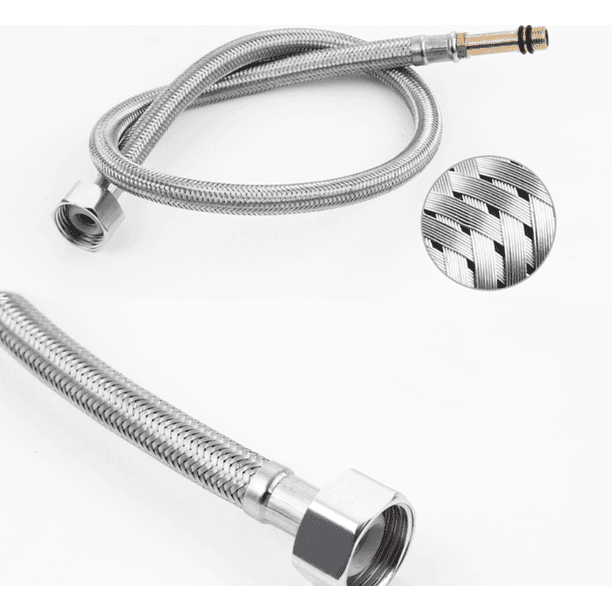 Manguera trenzada de acero inoxidable 304, cubeta de metal de una sola cabeza para verduras, cubeta, grifo de agua fría y caliente, tubo puntiagudo de entrada de agua — 80 cm ShuxiuWang 8390612236228
