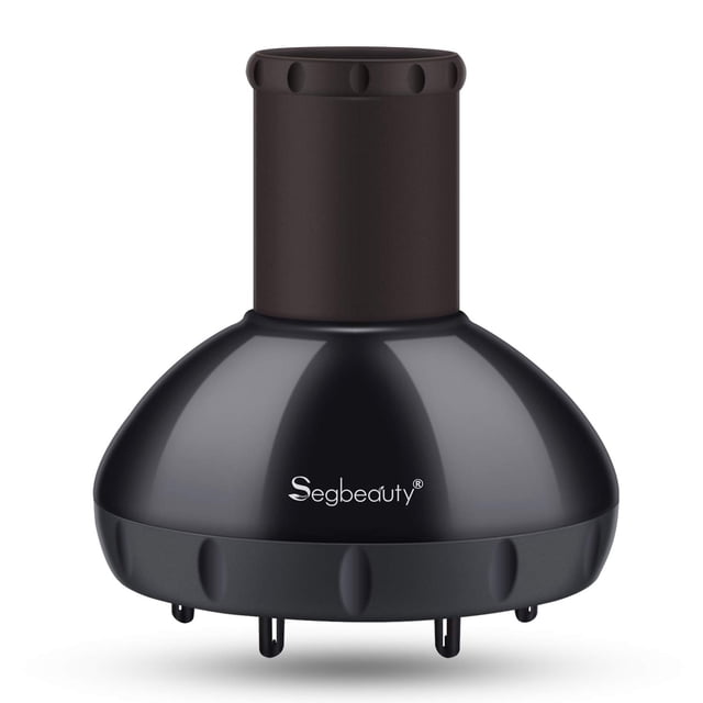 Segbeauty Difusor de cabello para cabello rizado, flujo de aire ajustable mejorado, tazón profundo, accesorio difusor de secado rápido sin encrespamiento profesional con boquilla de 1.57"-1.97", negro