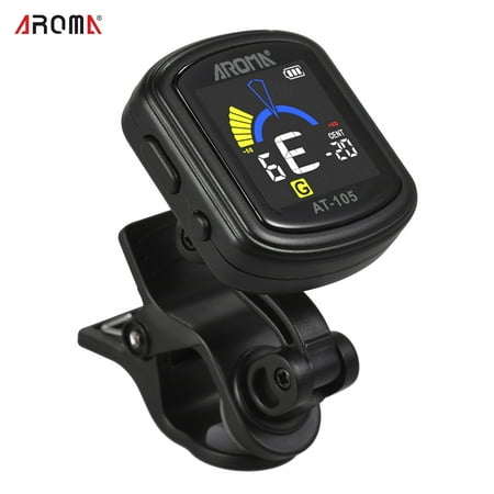 AROMA AT-105 Rechargeable Clip-on Tuner Color Screen Built-in Battery for Chromatic Guitar Bass Ukulele