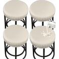 thumbnail image 2 of PU Bar Stool Covers - Waterproof, Washable Round Seat Covers with Elastic Bands for 12-17 Inch Chairs (4Pcs, Beige), 2 of 4