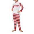 thumbnail image 2 of Yuaguia Christmas Family Matching Pajamas Set, Long Sleeve Wish You Merry Christmas Letter Print Tops Red White Striped Pants, Holiday Loungewear for Men Women Kids Baby, 2 of 9