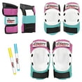 thumbnail image 4 of Wipeout 3 Pack Set with Wrist Guards, Knee and Elbow Pads for Bike, Skate, and Scooter, Pink/Teal, 4 of 10