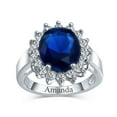 thumbnail image 5 of Bling Jewelry Womens Classic 5CT Blue CZ Sapphire Cubic Zirconia Halo Engagement Ring Silver Plated, 5 of 6
