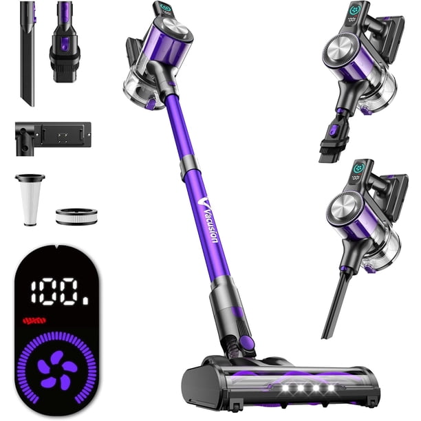 Aspiradora inalámbrica, aspiradora inalámbrica 8 en 1 con 3 modos de succión, hasta 45 minutos de de funcionamiento, recargable, autosuficiente, aspiradora inalámbrica para el hogar
