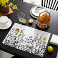thumbnail image 3 of Grey Botanical Placemats Set of 8, Dragonfly Flower Leaf Retro Ink Style Placemats for Dining Table, Place Mats for Kitchen Tabletop, Waterproof Wipeable Dining Table Mats Set, 3 of 9