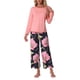 thumbnail image 2 of Conjunto de lounge para mujeres INSPIRE CHIC, camiseta de manga larga con capri floral, sets de pijama suaves y elásticos, ropa de casa de 2 piezas, M Rosa, 2 of 6