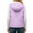 thumbnail image 6 of BCSIOAOI Toddler Girls Puffer Vest,Fleece Lined Full Zip Hooded Sleeveless Warm Vest with Pockets Purple 1-2t, 6 of 8