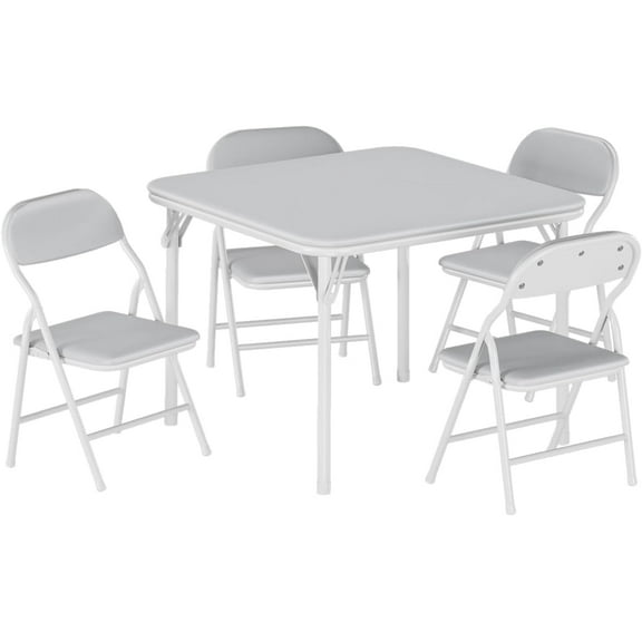 Boys and Girls Folding Table and Chairs Set of 3, Portable Table and Chair with Pu Soft Cushion,Suitable for Eating,Reading and Playing