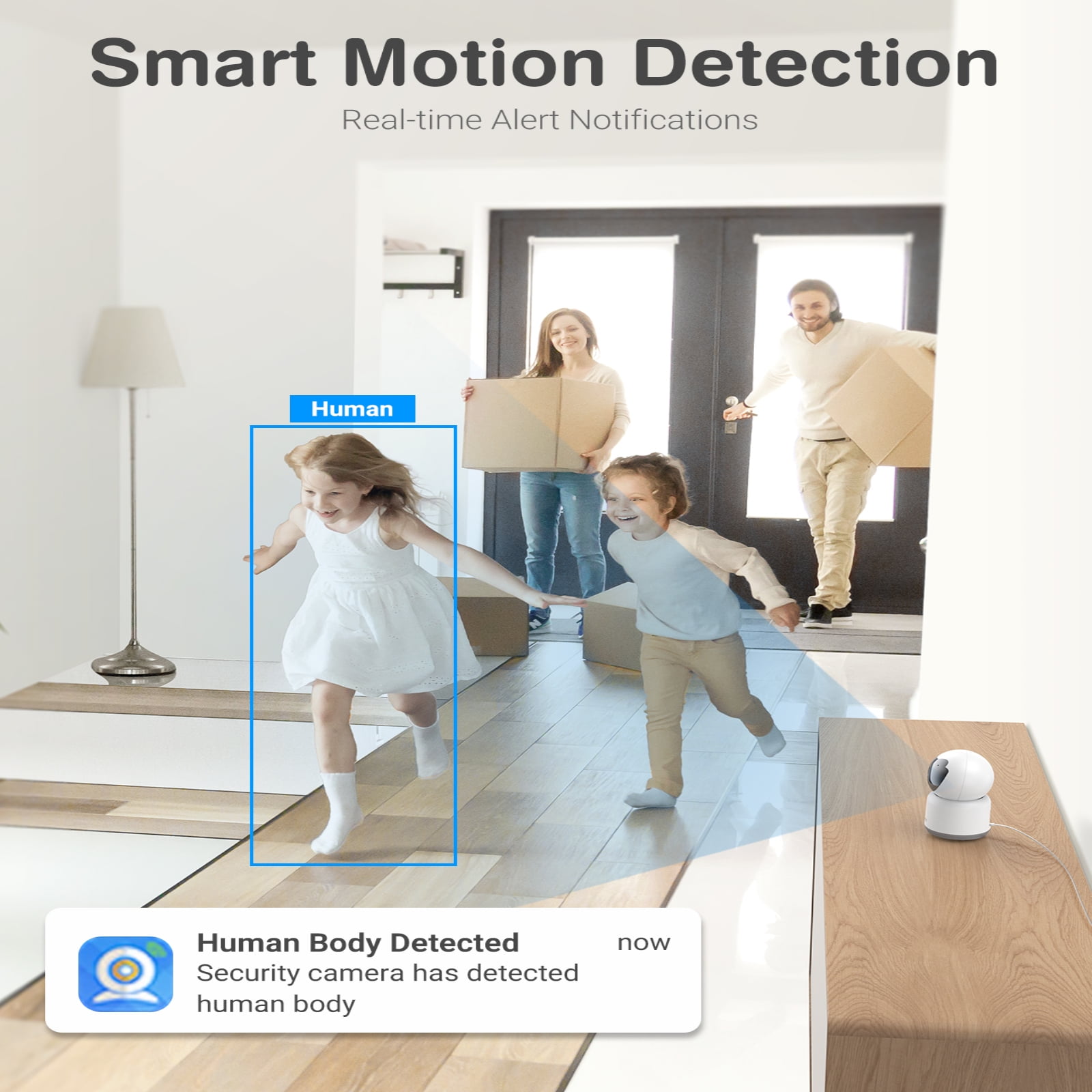 ANNKE WiFi Pan Tilt Smart Security Camera, Upgraded 3MP Baby/Pet Monitor, Indoor IP Camera 360-degree with Two-Way Audio, Human Motion Detection, Cloud & SD Card Storage, Works with Alexa(White)
