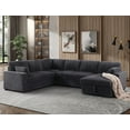 thumbnail image 3 of Hybition Fabric U-Shape Sofa Modern Pull out Sofa bed  & Storage Space-Grey, 3 of 8
