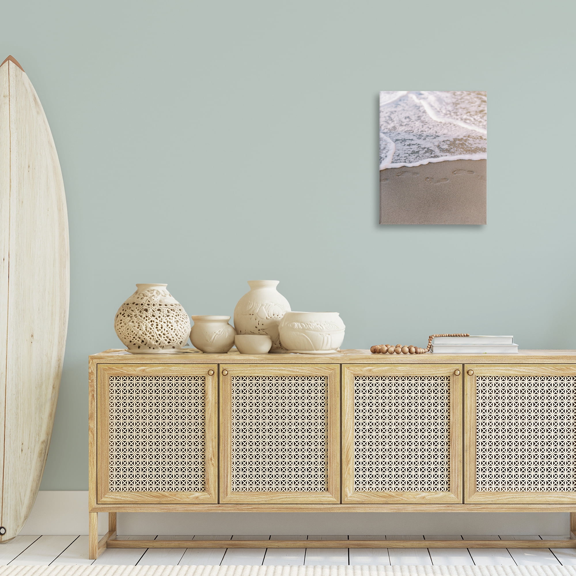Stupell Industries Ocean's Edge Footprints Coastal Photography Gallery Wrapped Canvas Art Print Wall Art, 16 x 20