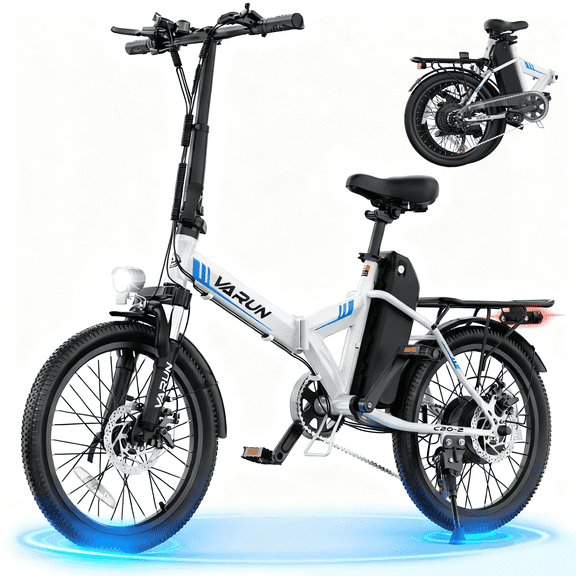 VARUN Electric Bike for Adults, 20'' Folding Ebike with Peak 500W 36V 280.8Wh Removable Battery, up to 20 MPH, Electric Bicycle for Men Women with 7 Speed, Front Suspension,UL2849