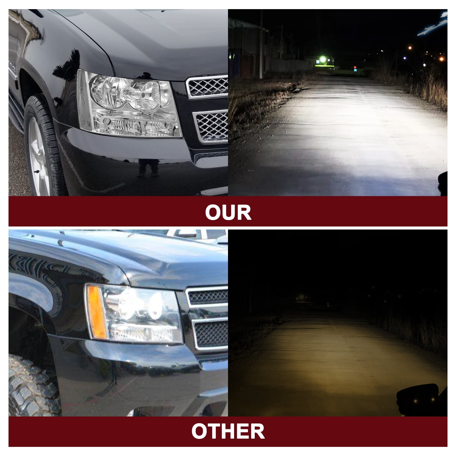 Chrome Headlights For 2007-2014 Chevy Avalanche Suburban Tahoe Headlamps LF & RH