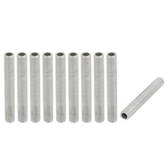 Unique Bargains 10Pcs Metric M7 1mm Pitch Thread Zinc Plated Pipe Nipple Lamp Parts 50mm Lenght