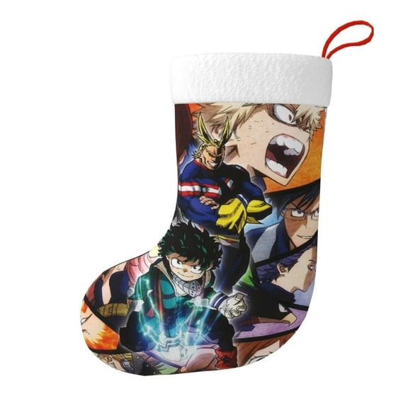 My Hero Academia Christmas Stocking 17.7" Classic Xmas Stockings For Family Holiday Fireplace Party Decorations