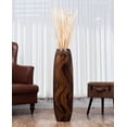 thumbnail image 7 of Leewadee Brown Wood Floor Vase - 34 inch Large Indoor Decorative Accent for Dried Flowers, 7 of 7