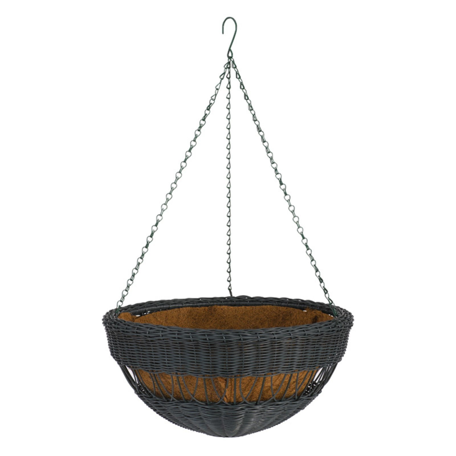 DMC Products 17Inch Resin Wicker Hanging Basket with Chain Hanger