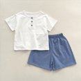 thumbnail image 4 of KPOPLK Toddler Boy Clothes Kids Summer Cotton Short Sleeve Outfits Shirt Shorts Sets for 1t 2t 3t 4t 5t 6t 7t(7-8 Years,Blue), 4 of 4