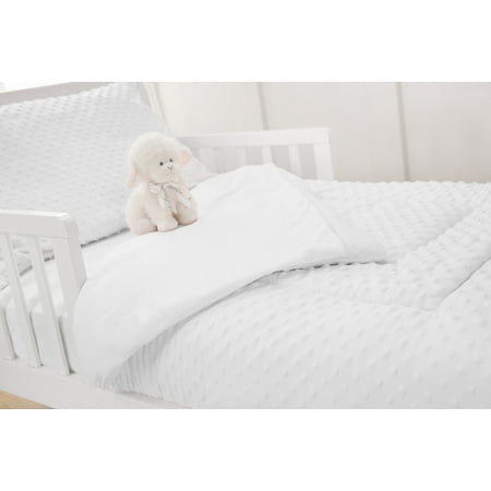 American Baby Company Heavenly Soft Minky Dot Chenille Toddler Bedding Set, White, 4 Piece, for Boys and Girls