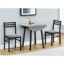 JERFIT 3-Piece Drop Leaf Dining Set, Small Space Kitchen Table with 2 Chairs, Modern Round Design in Grey and Black