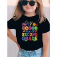 thumbnail image 1 of 1st Grade Back-to-School T-Shirt - Vibrant Sunrise Cartoon Print with "Happy First of Second Grade" Text, Soft Knit Fabric, Loose Fit Round Neck Casual Top, Perfect Gift for Kids, Shirts fo, 1 of 6