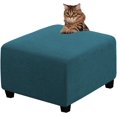 thumbnail image 1 of Ottoman Cover Slipcovers Square Fit Length 13"-44" Footrest, Stool Covers, Ottoman Protector Cover, Footstool Covers with Stretch Thick Checked with Elastic Bottom, Removable Washable(Deep Teal,XL(67-, 1 of 7
