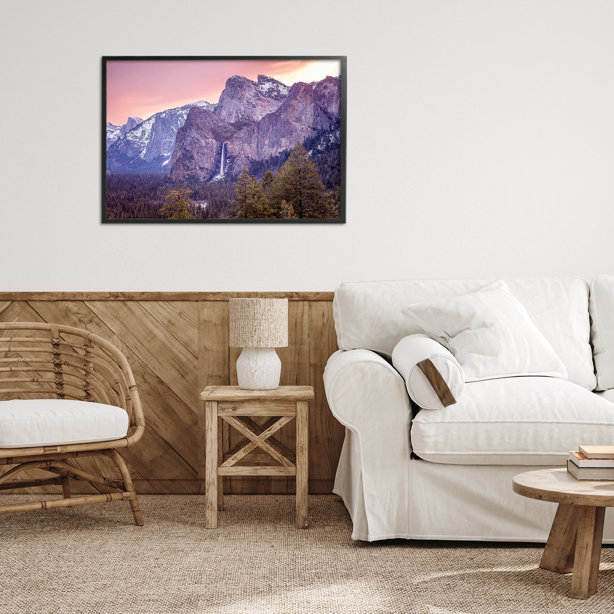 Stupell Industries Majestic Mountain Waterfall Sunset Black Framed Giclee Art, design by Shelley Carlisle