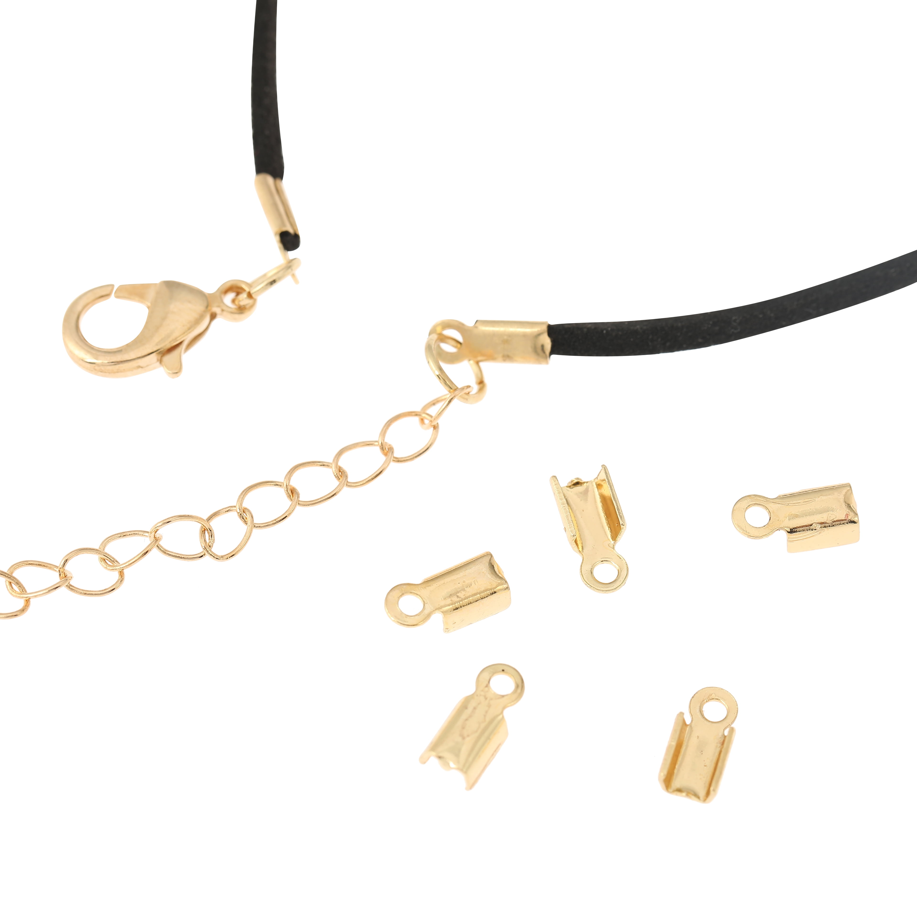 Mixed Gold Folding End Crimps by Bead Landing – Multi-Size Iron Cord Ends for Necklaces - Bracelets & DIY Jewelry Making - 12 Pack